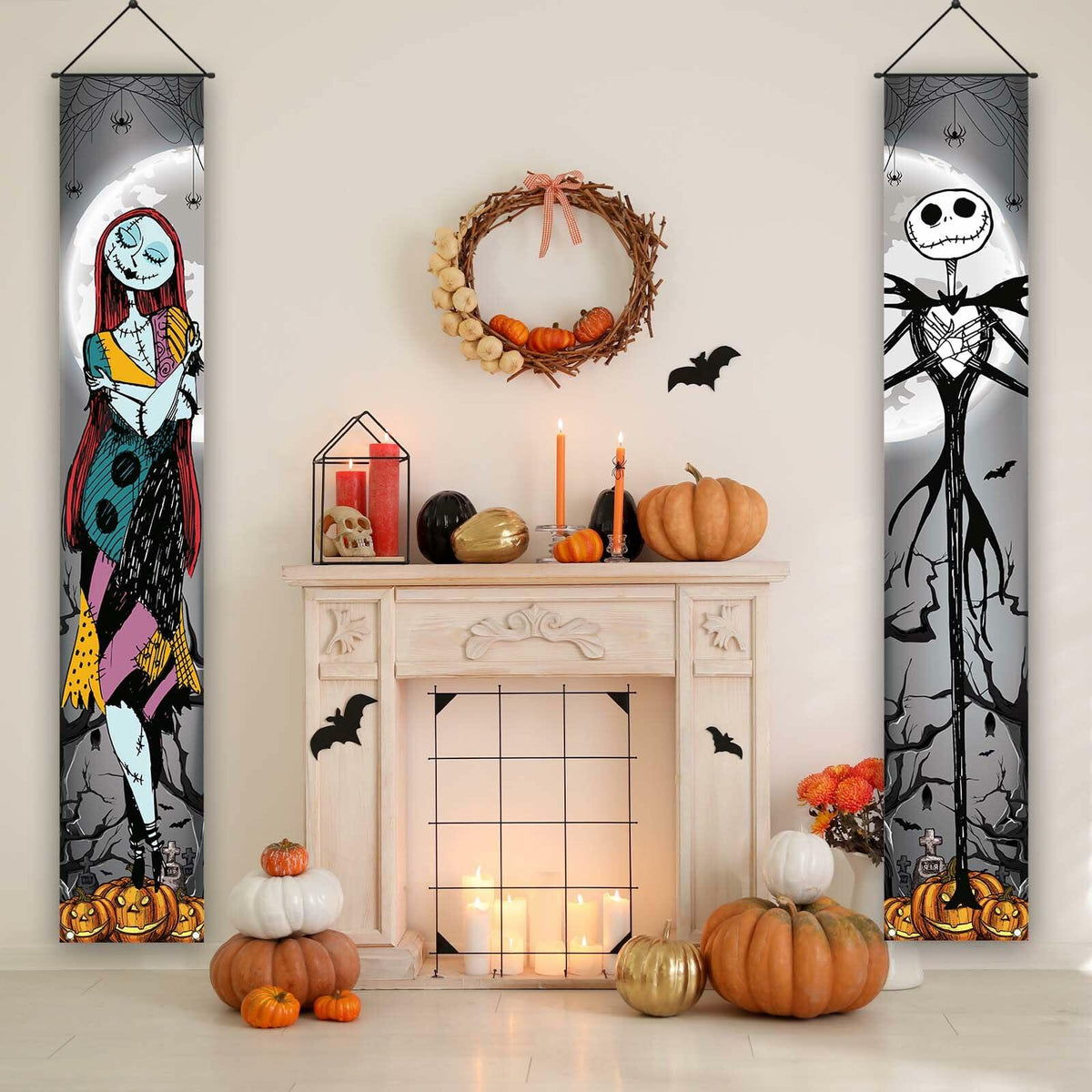 FARMNALL Halloween Porch Banner Spider Webs Outdoor Holiday Decor Black