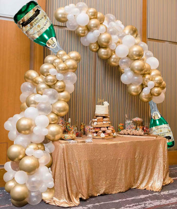 OORAMOO 176PCS Champagne Bottle Balloon Garland Arch Kit Gold Party Decor