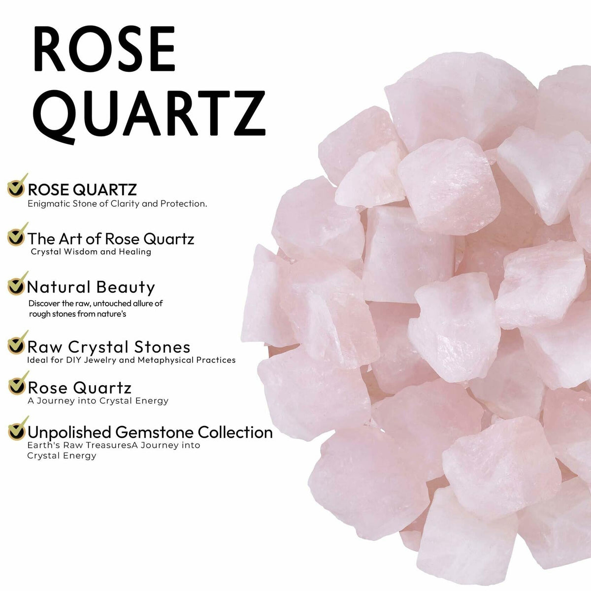 Rose Quartz Raw Healing Stones 1/2lb Pink Rough Crystals Bulk
