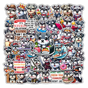 BIGZORO Schnauzer Dog Stickers Pack 50 PCS Waterproof Vinyl Decals