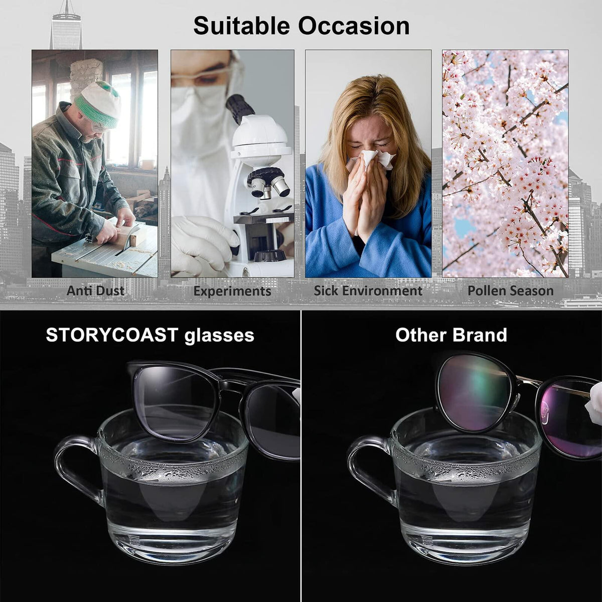 STORYCOAST Safety Glasses Anti Fog Blue Light Blocking Protective Eyewear