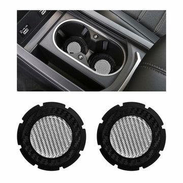 Dickno Car Cup Holder Inserts 2 Pack 2.75in Carbon Fiber Non Slip Silver
