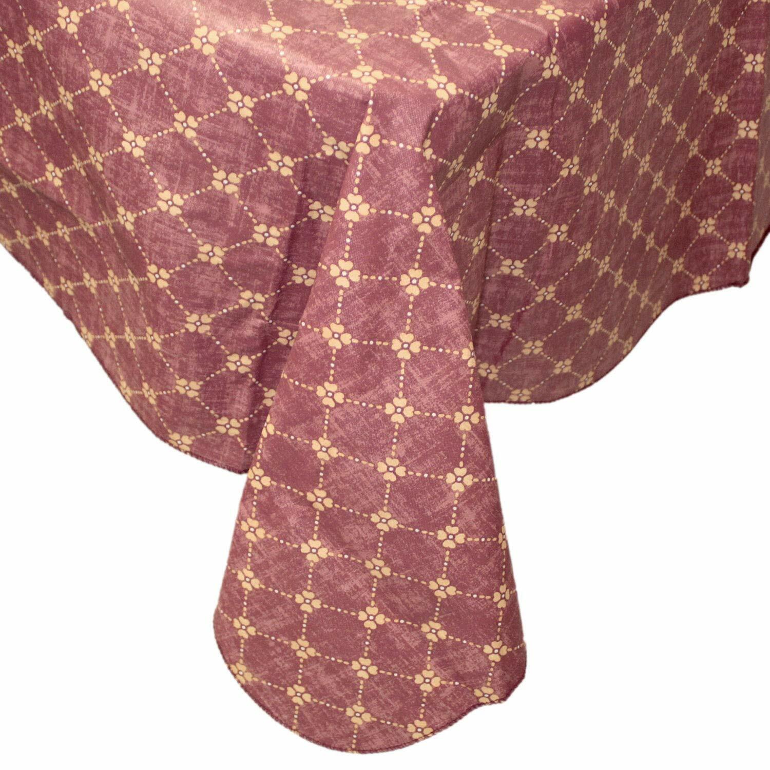 Flannel Backed Vinyl Tablecloth 60x120 Oblong Diamond Rust Pattern