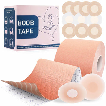 LOYAL BOOK Boob Tape Breast Lift Silicone Nipple Covers Beige 2''round 12pcs