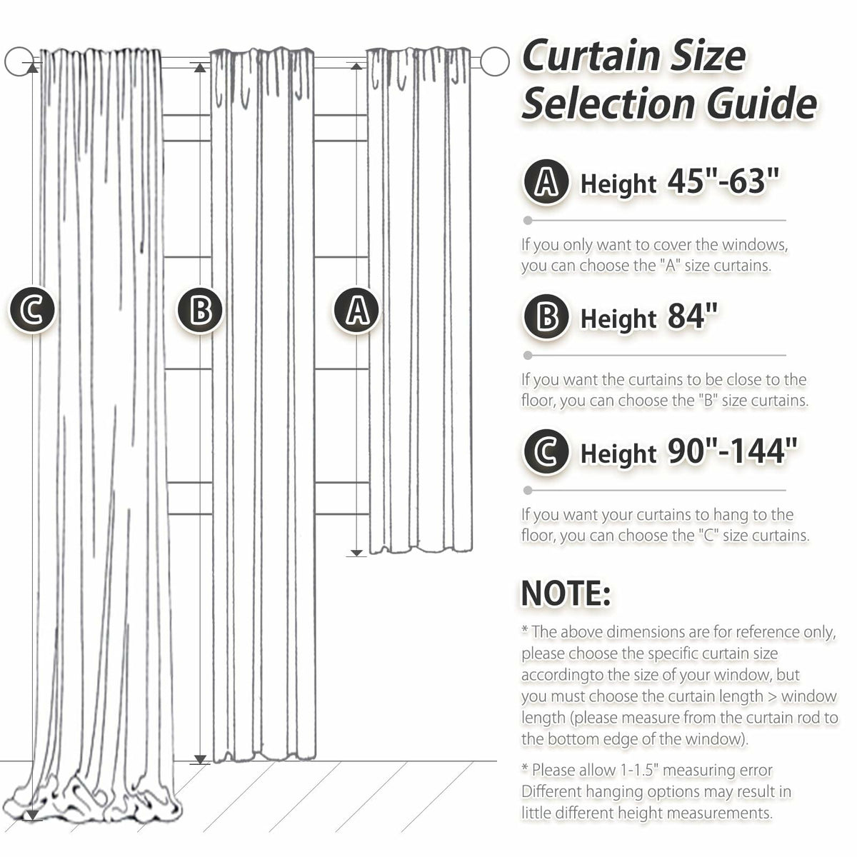 PANGSINNE 63in Blackout Linen Curtains 2 Panels Dusty Blue 52x63in