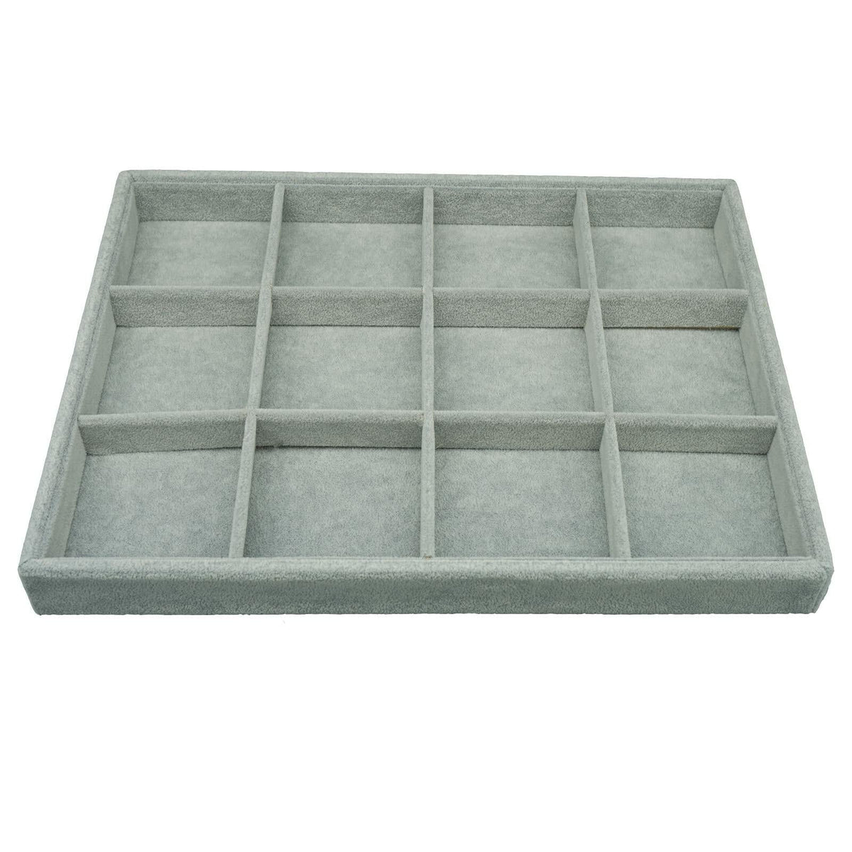AIRZSNRY Large Velvet Jewelry Tray Drawer Organizer 12 Grid Grey