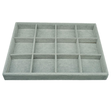 AIRZSNRY Large Velvet Jewelry Tray Drawer Organizer 12 Grid Grey
