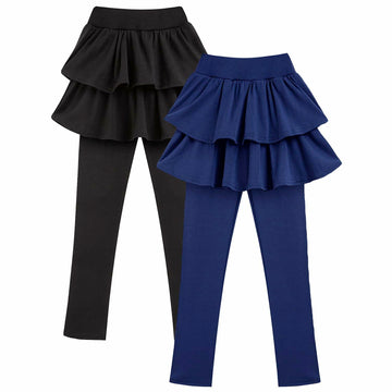 kdoikmu Girls School Uniform Leggings Skirt 2 Pack Black Navy 6-7Y