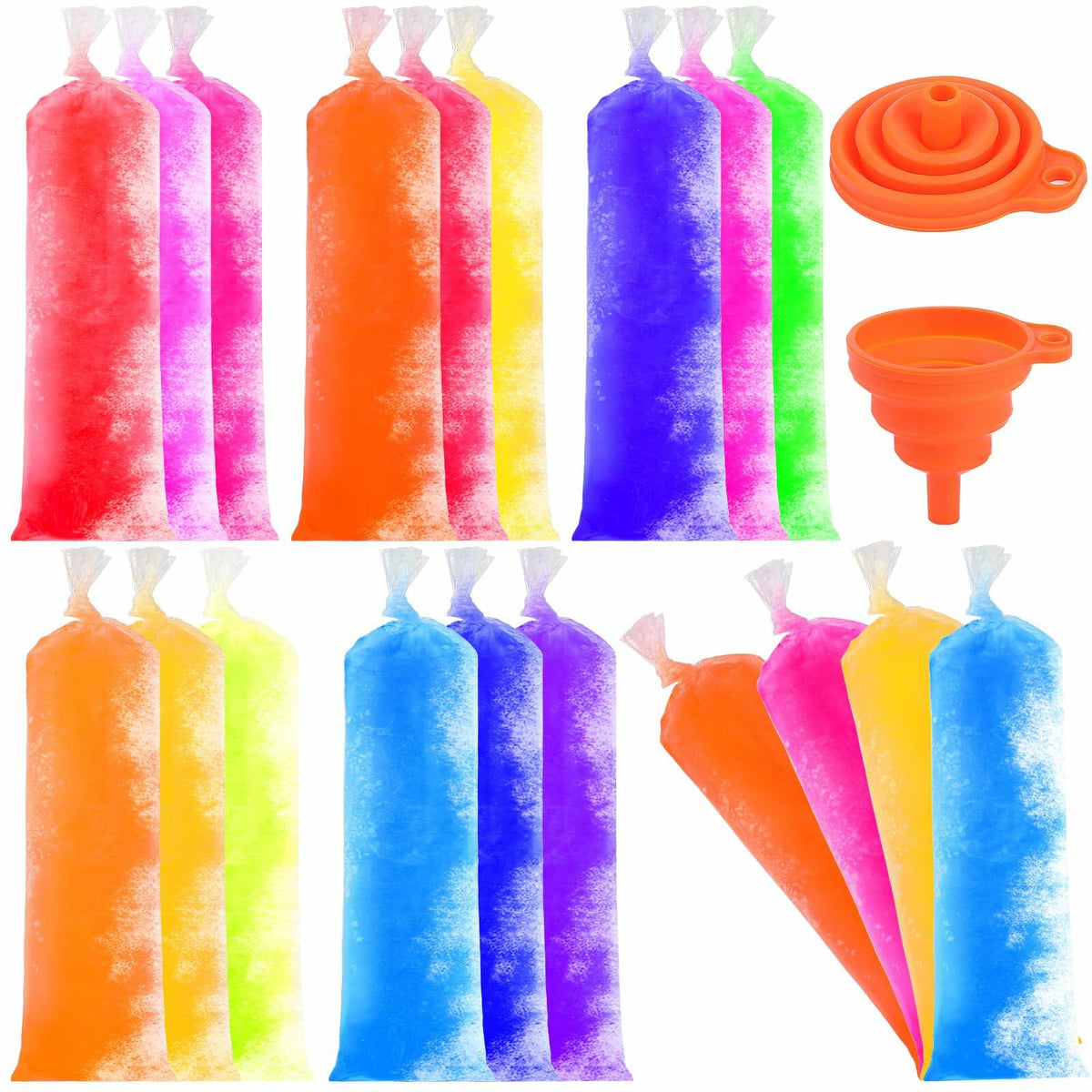 FEBSNOW 160 Disposable Ice Lolly Bags Popsicle Mold Clear 4x12 Inch with Funnel