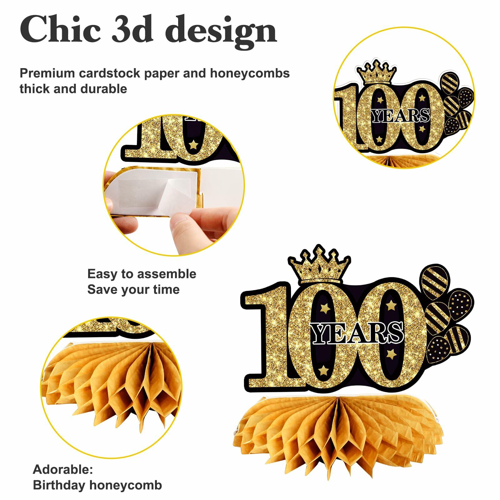 Juesly 50th Birthday Decorations 24PCS Rose Gold Banner Balloons Honeycomb