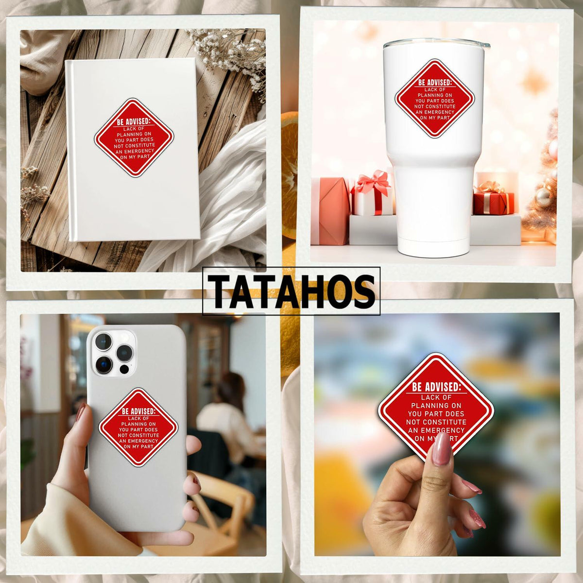 TATAHOS 3Pcs Lack of Planning Emergency Stickers Waterproof Vinyl 3" Multi