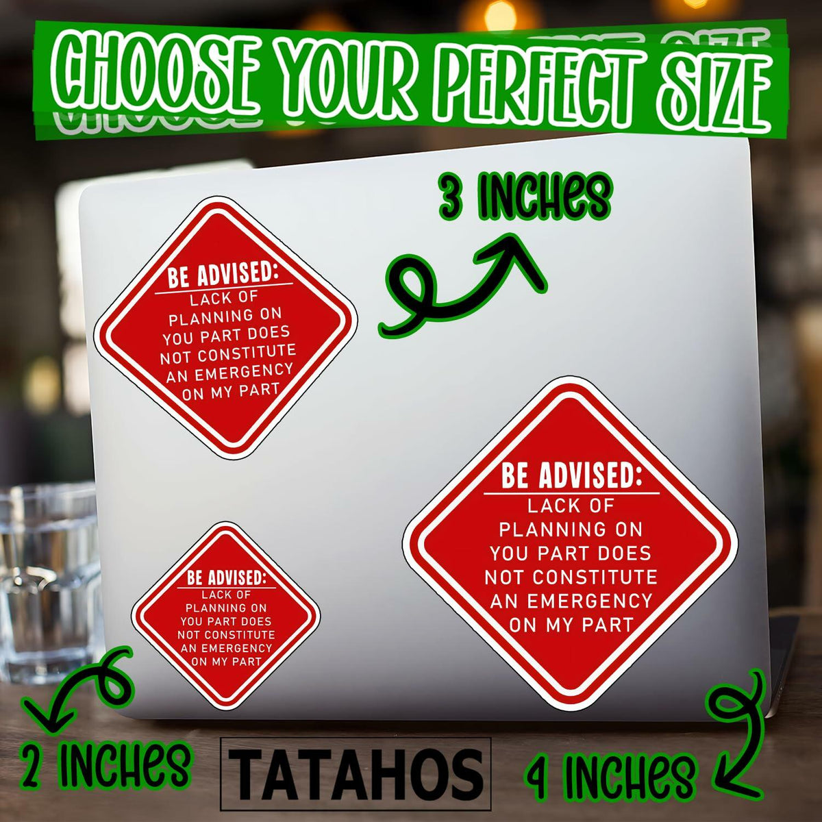 TATAHOS 3Pcs Lack of Planning Emergency Stickers Waterproof Vinyl 3" Multi