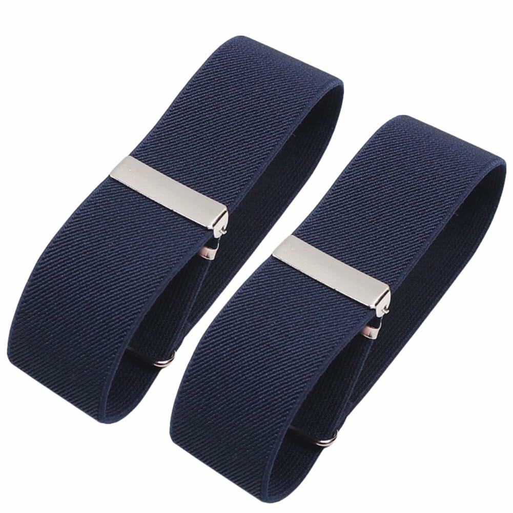 ELEFEA Men's Heavy Duty Suspenders 2" Wide X-Shape Adjustable Navy Blue Size L