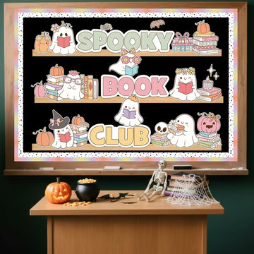 Pasimy Spooky Book Club Bulletin Board Set Ghost Halloween Classroom Decor