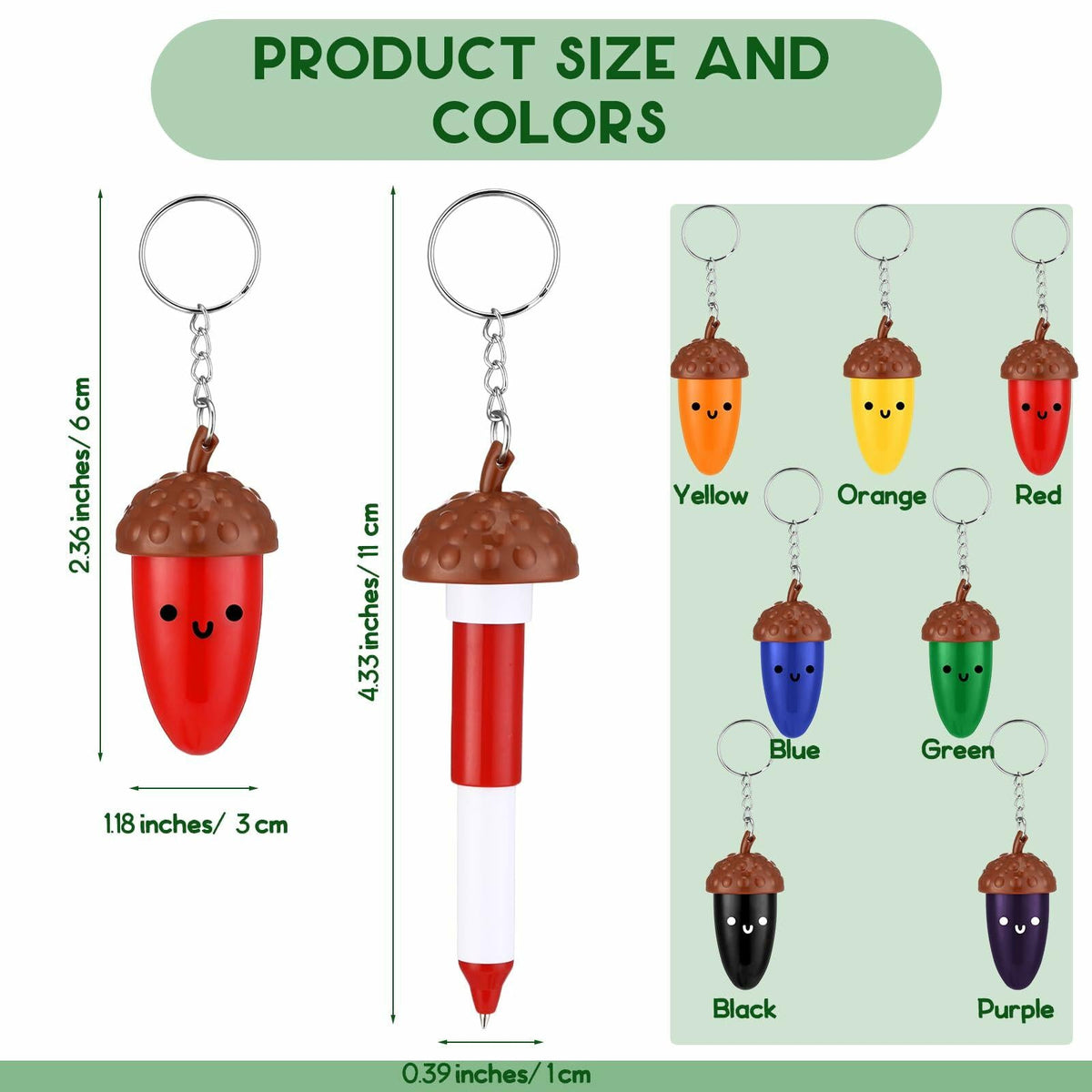 Sayglossy 21 Pcs Mini Acorn Cartoon Retractable Ballpoint Pens Bulk Cute Fall