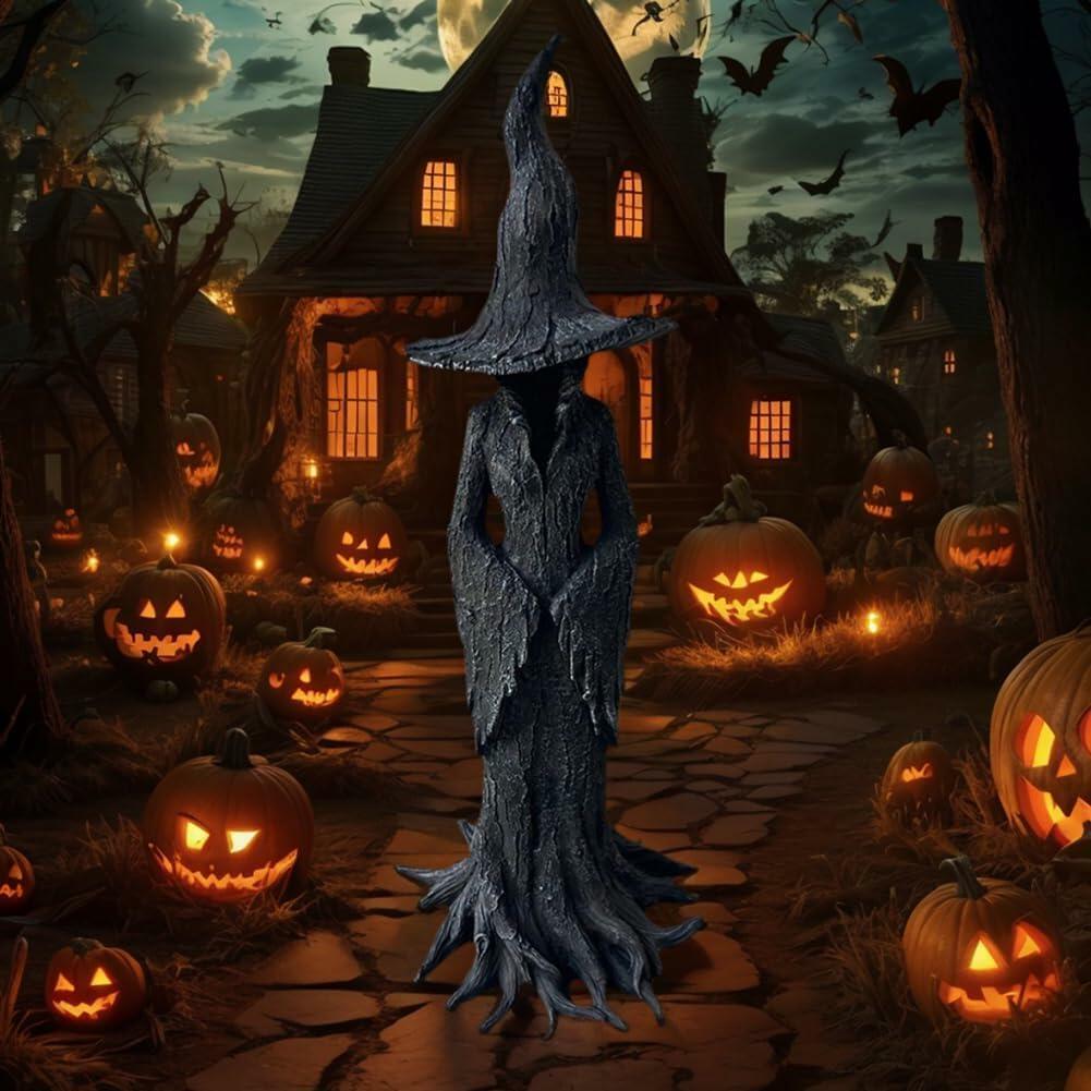 ZENNITHON Witch Statue Resin Black Halloween Collectible Spooky Display