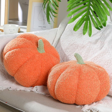 Queekay 2 Pcs Pumpkin Pillow Plush 11x9.5 Inch Orange Fall Decor