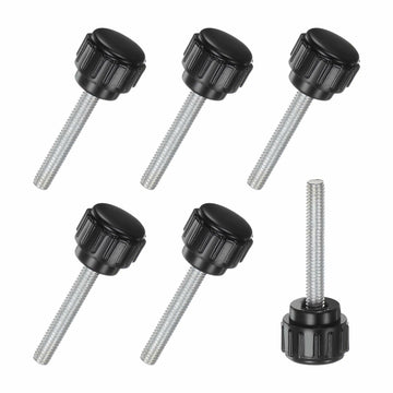 M METERXITY 6-Pack M4x25mm Knurled Clamping Knobs Carbon Steel Black