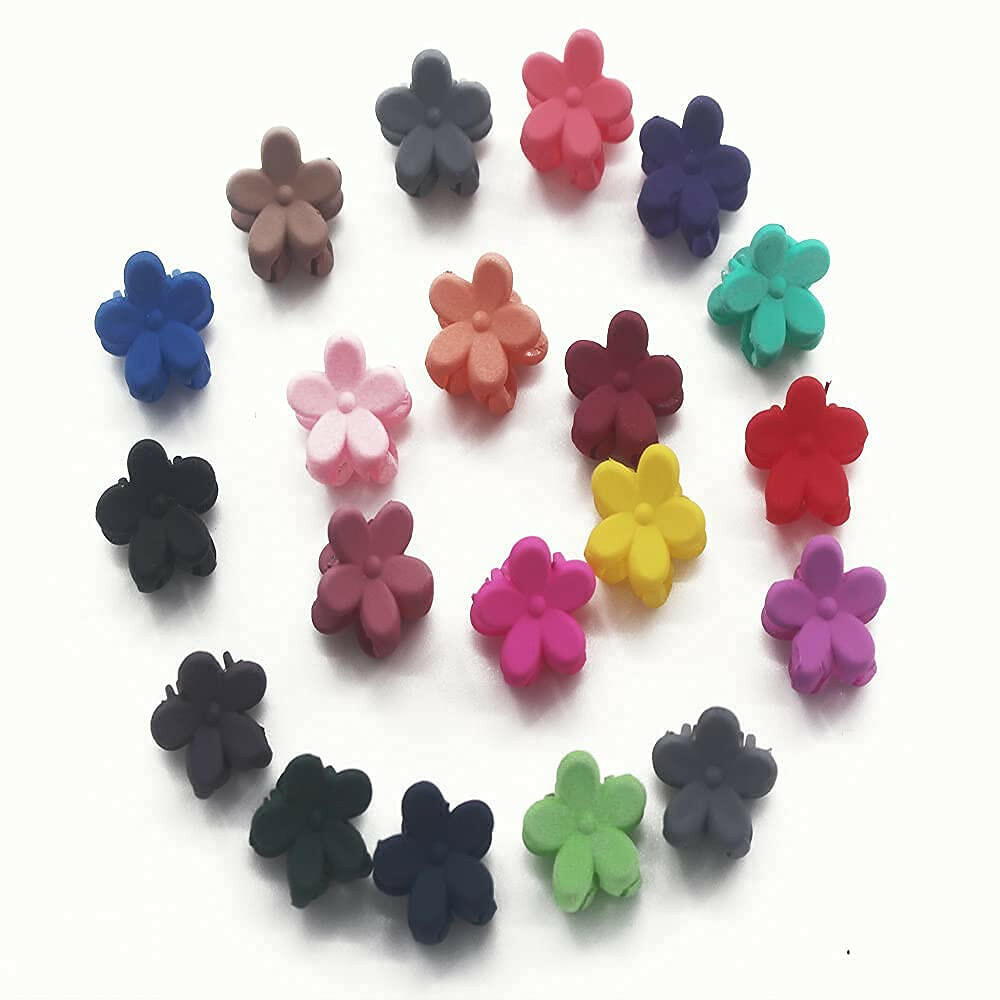 CYHYII 20Pcs Mini Colorful Flower Hair Pins Clips Barrettes Plastic