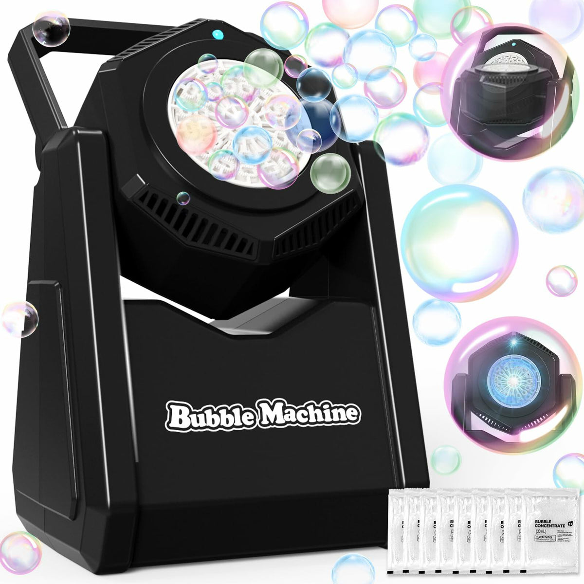 LunaVitalia Bubble Machine Automatic Bubble Blower 90° Adjustable Battery