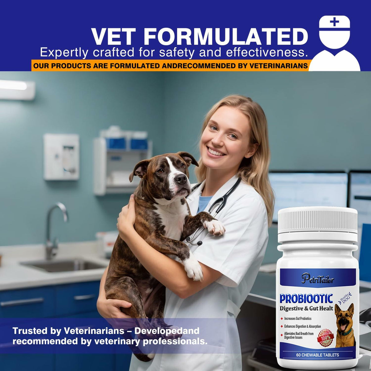 PetriTailor Probiotics Supplement for Dogs Digestive Enzymes Prebiotics
