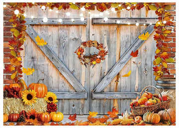 YYNXSY Rustic Christmas Barn Wood Door Backdrop Bronze 8x6FT
