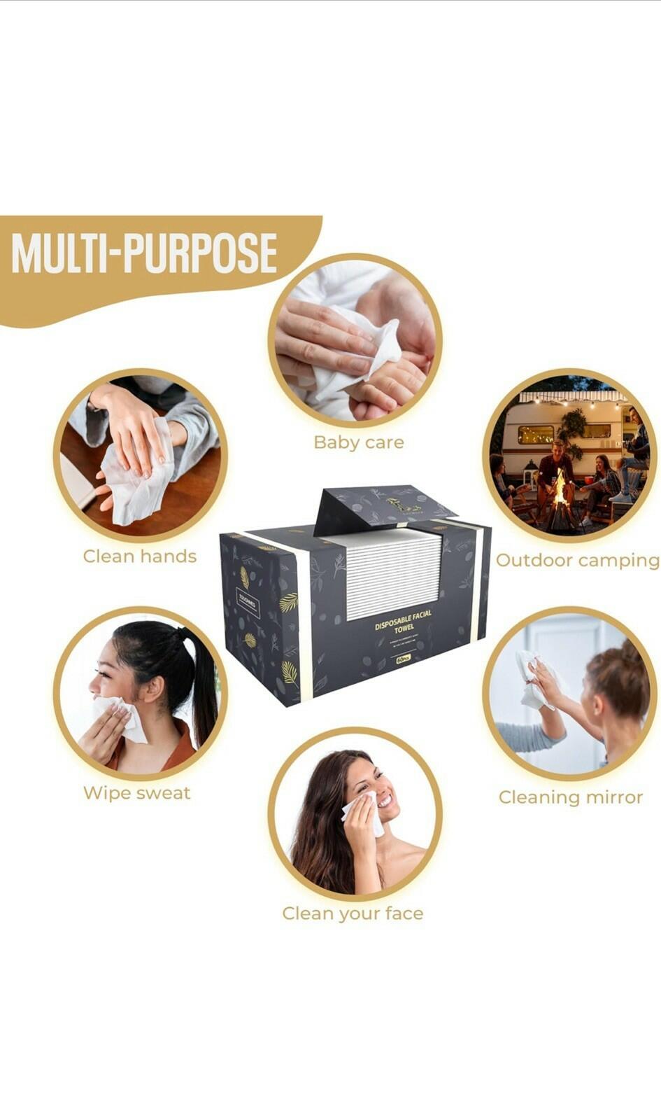 LUXUZ Facial Cleansing Cloths Ultra Soft Dry Wipes XL 60 Count