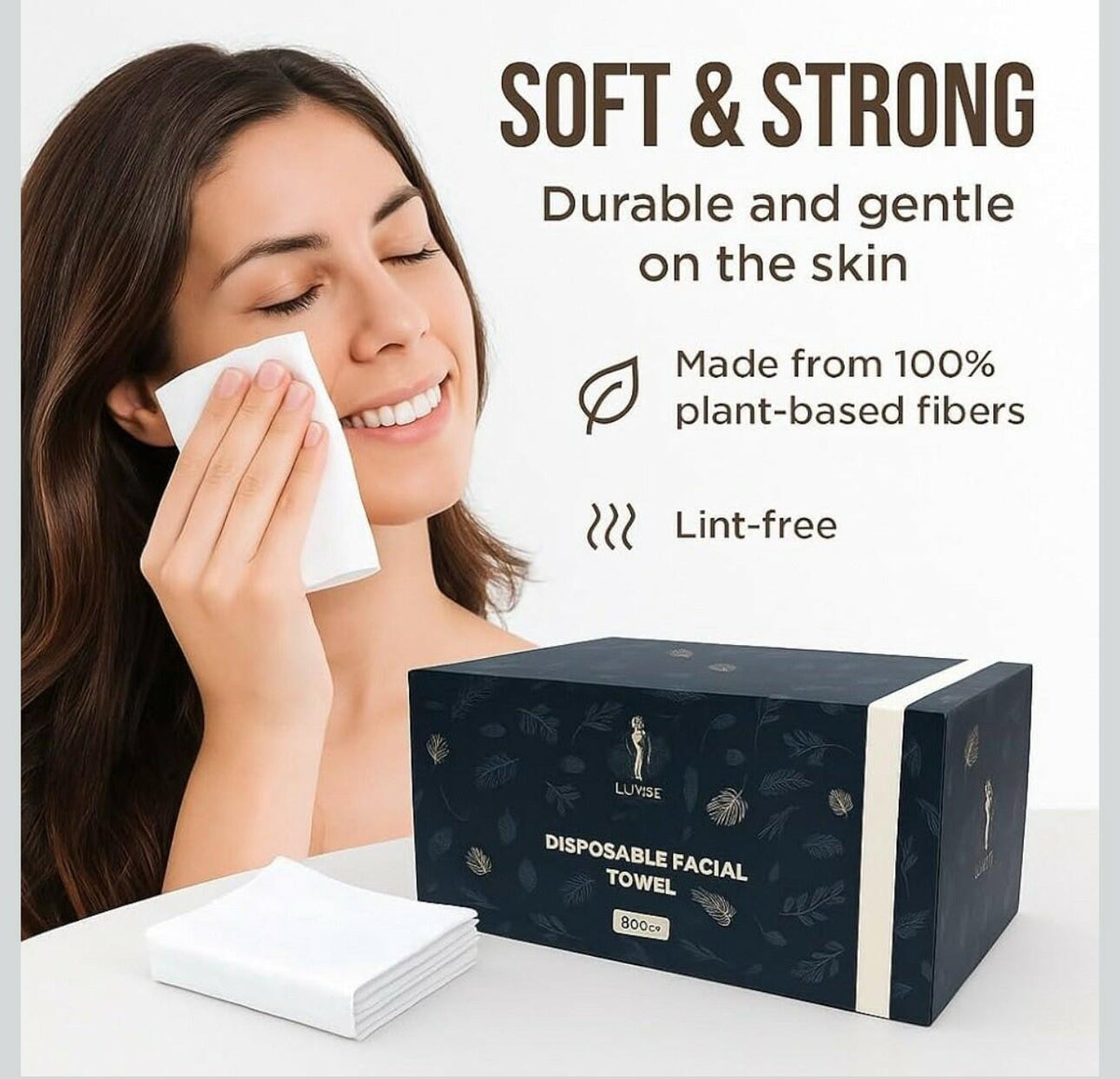 LUXUZ Facial Cleansing Cloths Ultra Soft Dry Wipes XL 60 Count