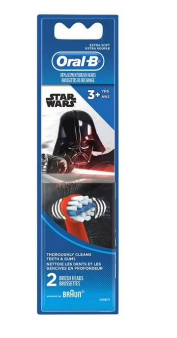 Oral-B Kids Star Wars Extra Soft Replacement Brush Heads, 2 Count – Ages 3+, Fits Oral-B Rechargeable Toothbrushes