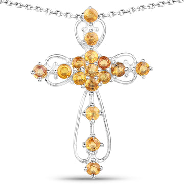 2.24 Carat Genuine Yellow Sapphire .925 Sterling Silver Pendant
