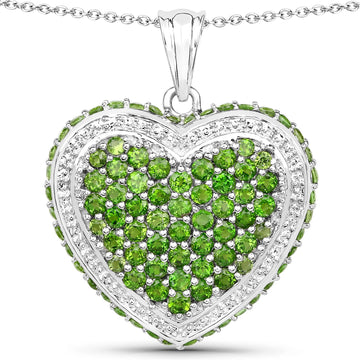 4.62 Carat Genuine Chrome Diopside .925 Sterling Silver Pendant