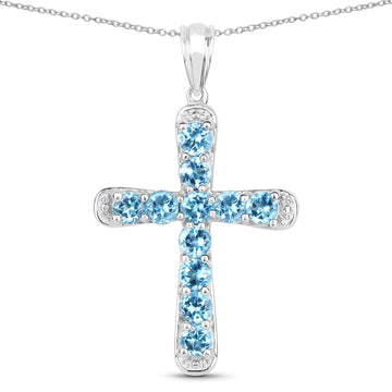 3.85 Carat Genuine Blue Topaz .925 Sterling Silver Pendant
