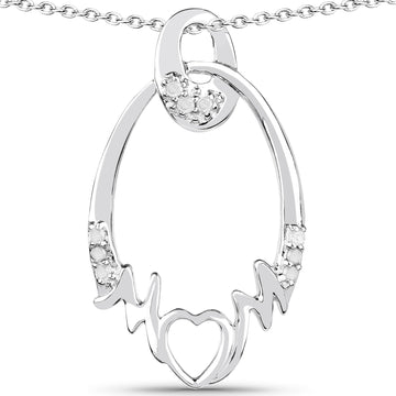0.14 Carat Genuine White Diamond .925 Sterling Silver Pendant