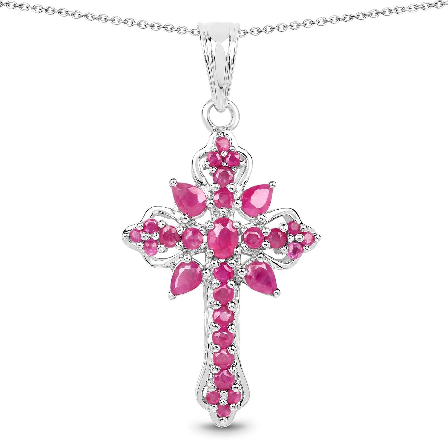 1.85 Carat Genuine Ruby Sterling Silver Pendant