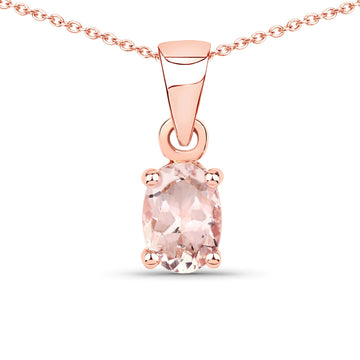 0.70 ct Genuine Morganite .925 Sterling Silver Pendant