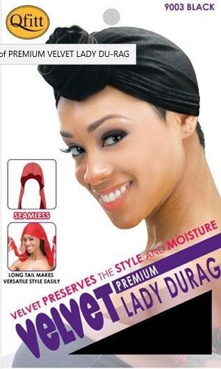PREMIUM VELVET LADY DU-RAG BLACK 9003