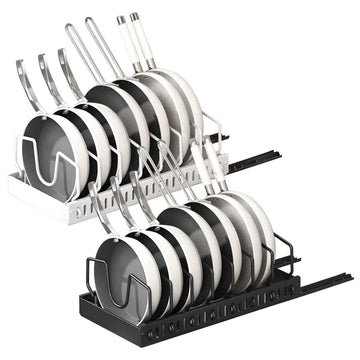 Pull Out Pots and Pans Organizer with 8 Adjustable Dividers