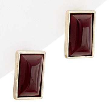 Quartz Rectangle Stud Earrings