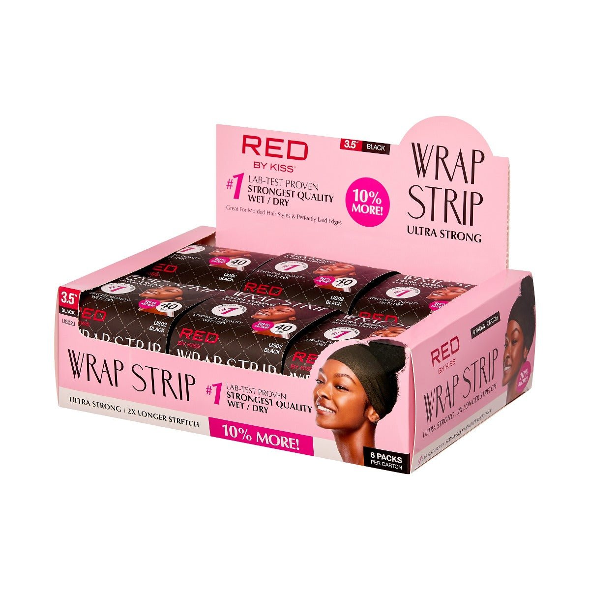 Red by Kiss Wrap Strip, Ultra Strong 2X Longer Stretch, 44 Strips, Black-3.5