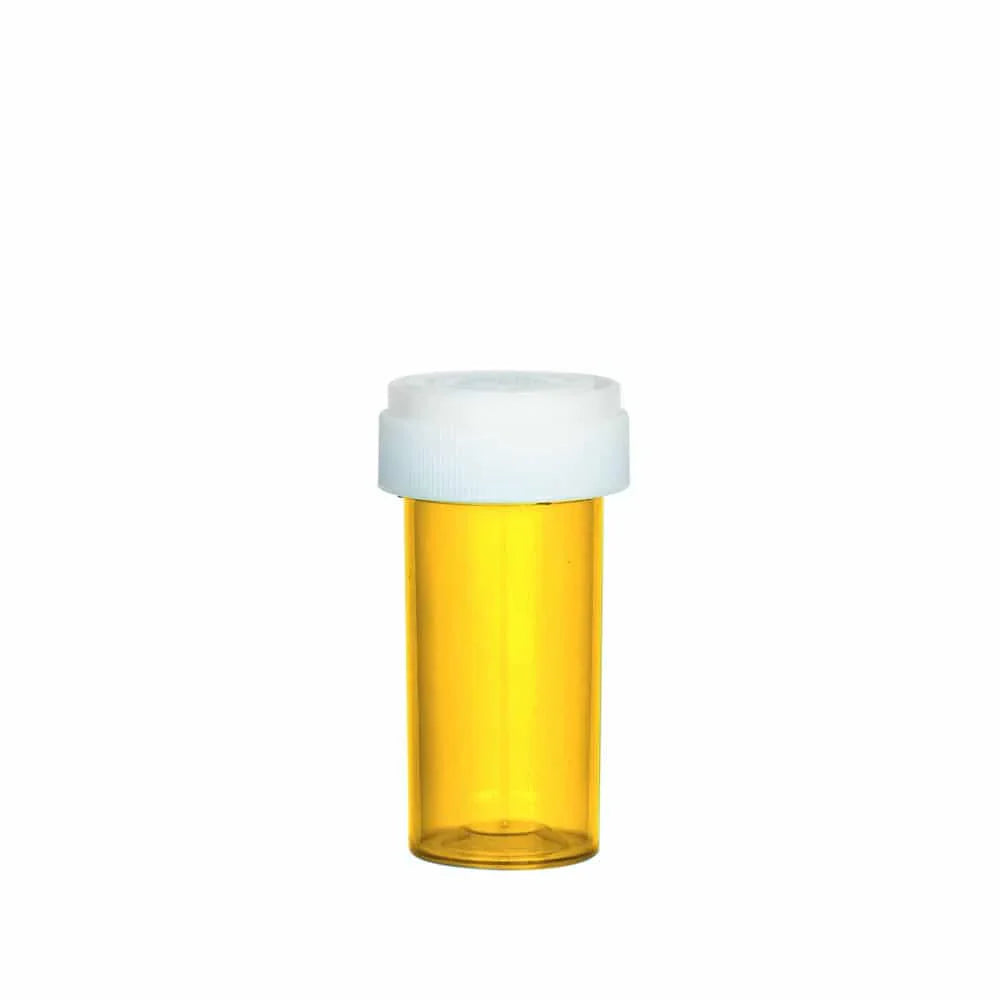 Amber Flip Cap Vial - 27 Dram (275 cc) with Attached Lid