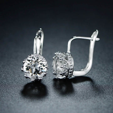 Rhodium Swarovski Elements Huggie-Hoop Earring