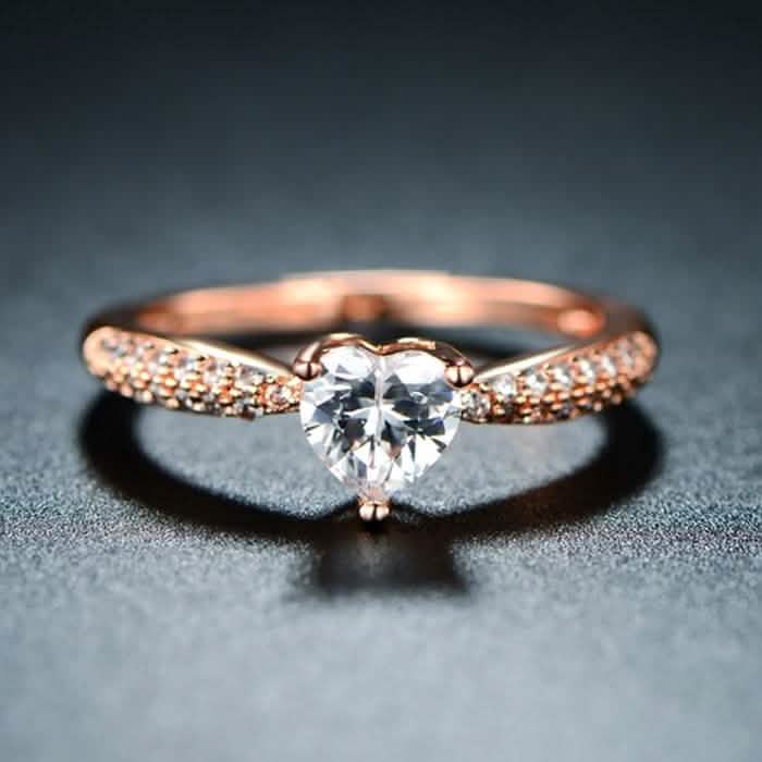 Rose Gold Plated 3ct. Heart-Cut Mystic Topaz Engagement Ring - Size: 5