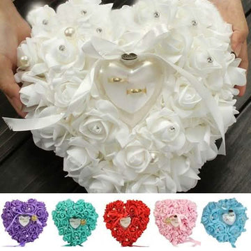 Rose Pillow Heart Cushion Ring Holder