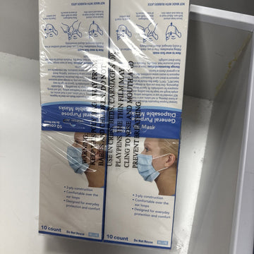 Base 4 Disposable Face Masks 3-Ply, 12 x 10 Pack, Latex-Free