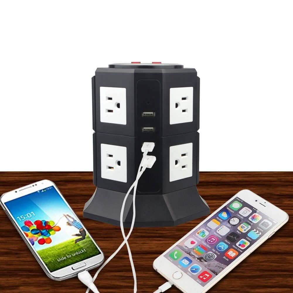 Safemore 8-Outlet Desktop Surge Protector with 4 USB Ports