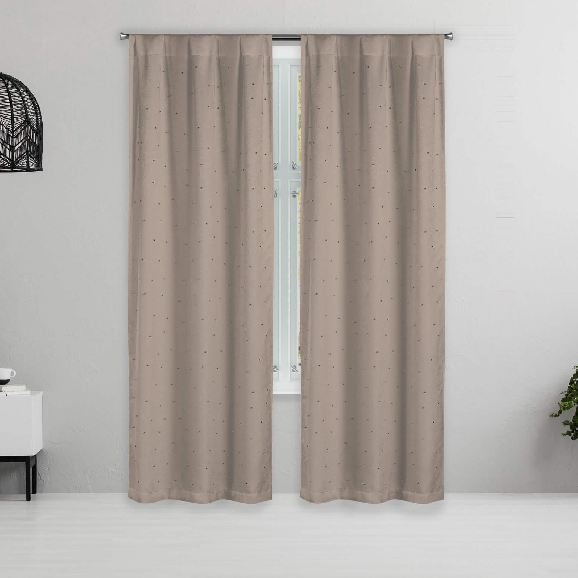 Set of 2: Pearl Detailing Design Blackout Window Curtain Pair Panel
