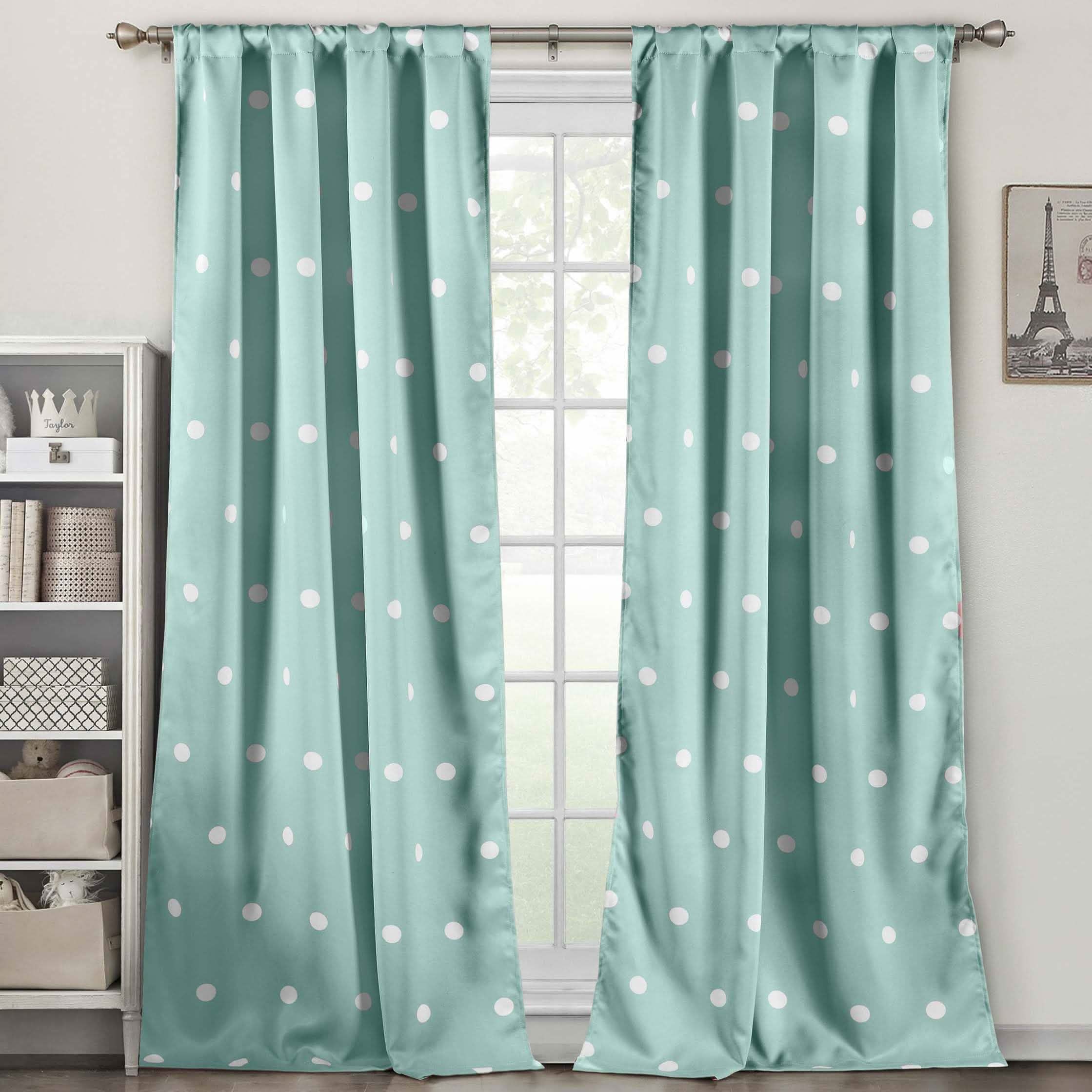 Set of 2: Polka Dots Blackout Window Curtain Pair Panel