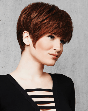 Short Textured Pixie Cut Wig Color R3025S+ Glazed Cinnamon - Hairdo Wigs 5 Length Boy Cut Tapered Layers Bangs TRU2LIFE Heat Friendly Synthetic