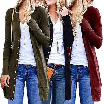 Snap Button Long Cardigan
