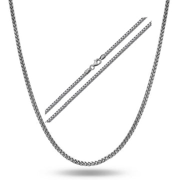 Solid .925 Sterling Silver Rhodium Plated 1.1mm Franco Chain
